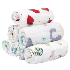 【新品】 [MOMSMENU] ガーゼハンカチ 赤ちゃん ループ付 名前入 ベビータオル 6層 ベビーガーゼ 綿100％ 30x30cm 6枚セット 1