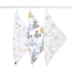 【新品】 aden + anais エイデンアンドアネイ ガーゼタオル ミッキー&ミニー 3枚セット 30×30cm ディズニー デザイン モスリンコットン ループ付き WCADABDAWCC30002DIJ