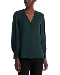 セオリー レディース トップス シャツ シルク ブラウス Theory Silk Volume Sleeve Blouse Rich Green グリーン