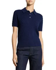 セオリー レディース トップス ポロシャツ ニット Theory Cable Knit Polo Shirt Navy ネイビー