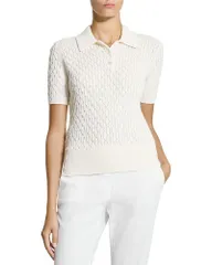 セオリー レディース トップス ポロシャツ ニット Theory Cable Knit Polo Shirt Ivory アイボリー