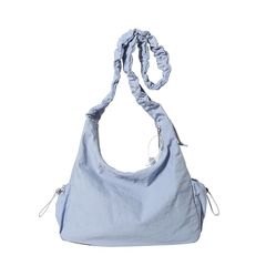 【新品】 [ＫＳＬＡＴ] キャンバスバッグ レディース ショルダーバッグ 斜め掛けバッグ 帆布バッグ 脇下バッグ ギャザー 肩掛けバッグ くしゅくしゅ 大容量 韓国バッグ ハンドバッグ 鞄(Mライトブルー) 0