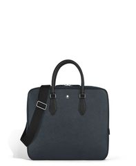 [Free Shipping] Montblanc Women's Watch Accessory Sartorial Document Case Thin Leather Bag Blue