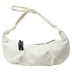 【新品】 [a-fua] 肩掛け 斜め掛け 脇下 ショルダーバッグ 横型 横長 クロワッサン ミニバッグ レディース (ホワイト) 1