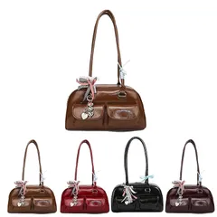 【新品】 [FYMOHIEE] ハンドバッグ レディース 【超軽量・大容量】 トートバッグ レザー 小さめ 可愛い おしゃれ チャーム付き 2way 自立 人気 高見え 通勤 通学 カジュアル バッグ 0