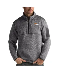 【送料無料】 アンティグア メンズ ジャケット・ブルゾン アウター Mens Charcoal Denver Broncos Fortune QuarterZip Pullover Jacket Charcoal