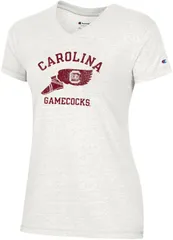 【送料無料】 チャンピオン レディース Tシャツ トップス Champion Womens South Carolina Gamecocks White Triblend VNeck Short Sleeve TShirt NoColor