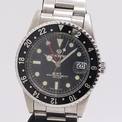 美品 稼働 インキピオ ラウンド GMT AT/自動巻 ブラック文字盤 デイト メンズ腕時計 6526300 3DIT ABC19358 TAMのサムネイル