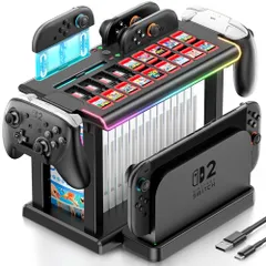 Switch 2 Joy-Con 充電スタンド マグネット式 RGBライトモード変更可能 ジョイコン 2/Switch 2 ドック/ゲームソフト/プロコン 収納スタンド 縦置き Switch コントローラー 周辺機器 Nintendo Swi 64d121c2