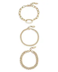 エティカ レディース アクセサリー ブレスレット・バングル・アンクレット Ettika Chain Game Link Bracelets in 18K Gold Plated Set of 3 Goのサムネイル
