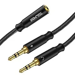 【中古-非常に良い】 SOLMIMI イヤホン・マイク延長ケーブル 25cm 4極 メス ⇔3極 オス ×2 3.5mmオーディオ変換ケーブル 4極 3極 変換 ケーブル通話 音声 PVC+クリス