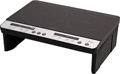 【中古-非常に良い】アイリスオーヤマ IHクッキングヒーター 2口IHコンロ 1400W 脚付 ブラック IHK-W12S-Bのサムネイル