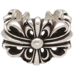 中古】 CHROME HEARTS クロムハーツ ダブルフローラルクロスリング 16