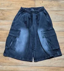 デニム カーゴ バミューダ パンツ ブラックデニム F