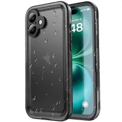 SPORTLINK iPhone 16 用 防水ケース - iPhone 16 用 ケース 完全防水 - IP68規格防水等級 防雪 防塵 耐衝撃 360°全面保護 ワイヤレス充電 フェイスID 認証対応 カメラ調整ボタン 操作便利 超薄型 ストラップ付き 雨