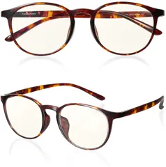 [ROTAKUMA] ブルーライトカット メガネ PC眼鏡 パソコン用 JIS規格 超軽量14g ボストン型 おしゃれ 紫外線カット メンズ レディース ユニセックス 度なし 伊達めがね (ブラウンデミ)