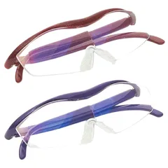 WaYori 拡大鏡 2個セット メガネ 虫眼鏡 メガネ型ルーペ ブルーライトカット 軽量 読書用 スマホ 1.8倍 おしゃれ メガネ型 かくだい鏡メガネ 眼鏡型の拡大鏡 ルーペめがね 精密作業 メガネの上から 重ねて使用 (パープル×レッド)