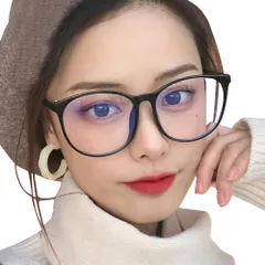 ブルーライトカットメガネ 目が疲れにくい PC作業用 軽量 屋外 アクセント 黒縁 小顔見せ