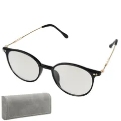 ブルーライトカット機能付き調光サングラス 紫外線対策 室内外兼用 度無し PCメガネ 負担軽減 (ブラック)