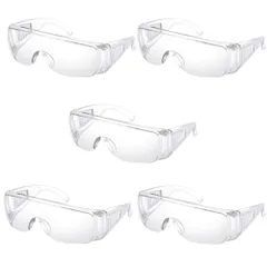[AZNABLE] 保護メガネ 作業用 防塵眼鏡 眼鏡の上から 保護眼鏡 ゴーグル 実験 (5個)