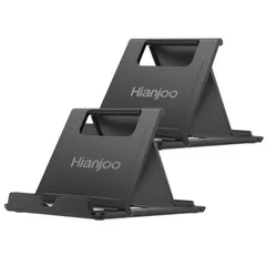 Hianjoo【2セット】スマホスタンド タブレットスタンド 折りたたみ式 角度調整可能 薄型 軽量 スマホホルダー 各種スマホに対応 (ブラック+ブラック)のサムネイル