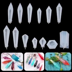 KyeeaDIY シリコンモールド 水晶 ペンデュラム 13個セット クリスタル 宝石 樹脂 レジン型 ハンドメイド ジュエリー パーツ アクセサリー 手作り UVレジン ソフトモールド シリコン型 DIY プレゼント
