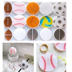 Evergarden シリコンモールド ボール サッカー バスケットボール 野球 ラグビー バレーボール ベースボール レジン アクセサリー イヤリング ピアス キーホルダー シャカシャカ シリコン モールド キャンドル アロマストーン 石膏 手作り 樹脂 粘