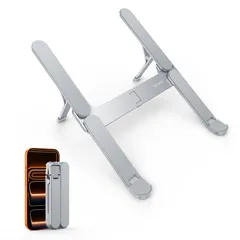 【革新的・極コンパクト】 SODI ノートパソコンスタンド PCスタンド 折りたたみ式 安定感 超軽量 角度調整 腰痛 猫背 姿勢改善 おしゃれ laptop stand パソコン台 卓上 持ち運び 外出 自宅 リモートワーク 10-16インチ 収納ポーチ 日