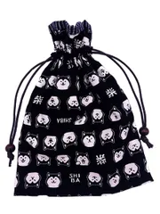 巾着袋 裏地付き 和柄 柴犬×黒 ハンドメイド 日本製 御朱印帳袋 御朱印帳入れ 和小物 和雑貨のサムネイル