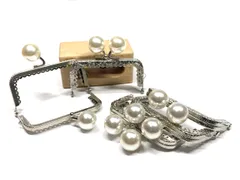and.A がま口 8.5cm 角型 5個セット 口金 あめ玉 シルバー ハンドメイド リメイク バッグ ポーチ 材料 DIY (パール)