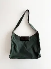SS1998 PRADA METALLIC SHOULDER BAG 1990年代　アーカイブ　プラダ　メタルプレート　ショルダーバッグ　トートバッグ　ハンドバッグ　ナイロン　カーキ
