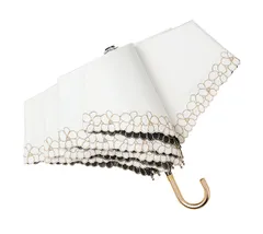 hiino kano 超軽量 日傘 おりたたみ傘 レディース 約173g/193g uvカット 完全遮光／遮熱 晴雨兼用傘 植物ラタン製 アルミ製 J型ハンドル かわいい 超撥水 耐風 携帯便利 プレゼント(花柄刺繍・ホワイト2)