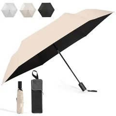 折りたたみ傘 ワンタッチ 自動開閉 軽量 220g 【2026改良・逆戻り防止】 レディース 日傘 uvカット 100 完全遮光 折り畳み 6本骨 コンパクト 晴雨兼用 遮熱 UPF50+ 紫外線対策 吸水傘カバー付 男女兼用（ピンクベージュ）