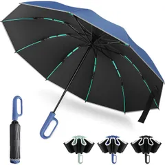 【超大サイズ・強化型10本骨・逆折り式】 折りたたみ傘 10本骨 ワンタッチ 自動開閉 折り畳み傘 メンズ傘 大きいサイズ 晴雨兼用 超撥水 【高密度310T生地】 耐風 反射テープ テフロン加工 遮光遮熱 UVカット 丈夫 豪雨/梅雨/台風対応 軽量 男女兼