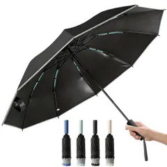 【逆折り式10本骨】折りたたみ傘 ワンタッチ自動開閉 大きい 逆折り式 折り畳み傘 日傘 テフロン加工 耐風・豪雨対応（台風対策可）広幅105cm大きい 反射テープ付き 遮光99%・UVカット99% 男子日傘 丈夫耐久 晴雨兼用傘 梅雨対策 台風対応 豪雨対応