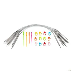 棒針編み針輪針40cm9本セット 9サイズ 棒針 ミニ輪針 ステンレス製 編み棒 手あみ針 手編み道具 手芸道具 編み物用