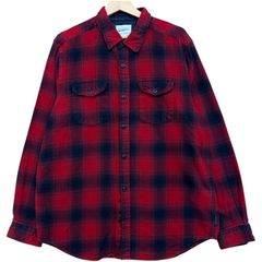 FIELD & STREAM フィールドアンドストリーム チェック柄 中綿 ネルシャツジャケット メンズL 古着 フランネル バッファローチェック 100%コットン FALL 13 赤 黒【長袖シャツ】/ MS55