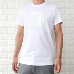 ディーゼル Tシャツ ロゴ メンズ ホワイト ネイビー ロゴT DIESEL T-DIEGO TONE ON TONE A09753 RPATI