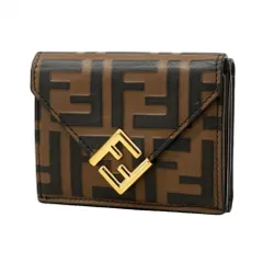 フェンディ(Fendi) フェンディ 三つ折り財布 レザー ブラウン ブラック レディース