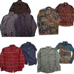 古着卸 まとめ売り 総柄 長袖シャツ 9枚セット (メンズ S /M ) ネイティブ柄 花柄 風景モチーフ 中古 古着 ND6340