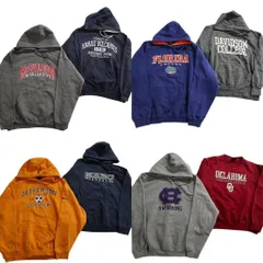 古着卸 まとめ売り カレッジ風 スウェット 8枚セット (メンズ L ) カレッジチーム フーディー 英文字プリント 中古 古着 ND8491