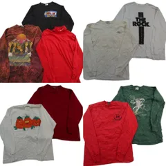 古着卸 まとめ売り ～90s オールドシングル 長袖Tシャツ 9枚セット (メンズ L ) ポケット付き ワンポイント タイダイ柄 中古 古着 ND9130