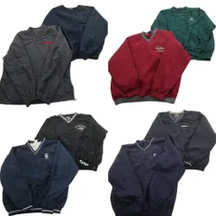 古着卸 まとめ売り ワンポイント プルオーバー ジャケット 8枚セット (メンズ XL ) 英文字 Ｖネック バイカラー 中古 古着 ND9517