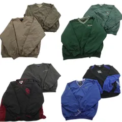 古着卸 まとめ売り ワンポイント プルオーバー ジャケット 8枚セット (メンズ 2XL ) カレッジチーム バイカラー Ｖネック 中古 古着 ND9513