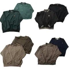 古着卸 まとめ売り プルオーバー スナップMIX ジャケット 8枚セット (メンズ XL /2XL ) ハーフボタン スタンドカラー 中古 古着 ND9605