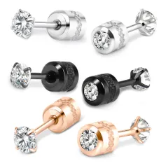 立爪ジュエル リバーシブル ネジ式キャッチ 両耳用 サージカルステンレスピアス レディース スタッド メンズ