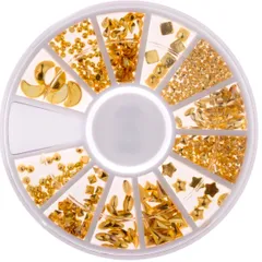 メタルパーツ（ゴールド）厳選 パーツ スタッズ 手作り ケース付 アクセサリー セット ネイル アソートパックアソート