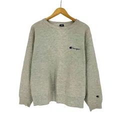 チャンピオン Champion 90s USA製 青タグ ロゴ刺繍 霜降り 前V クルーネックスウェット ボックスシルエット メンズ import：L 