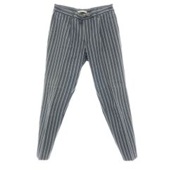 【中古】ジャブス アルキヴィオ giab's ARCHIVIO MASACCIO ストレッチ コットン サッカー ストライプ イージースラックスパンツ ネイビーxグレー【サイズ50】【メンズ】