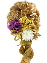 ドライフラワー 造花 髪飾り 花飾り 紐アレンジ ロープアレンジ 和装 浴衣 着物 振袖 袴 ヘッドドレス ウエディング 結婚式 ブライダル ヘッドアクセサリー 花 花嫁 和風 卒業式 成人式 七五三 A2310